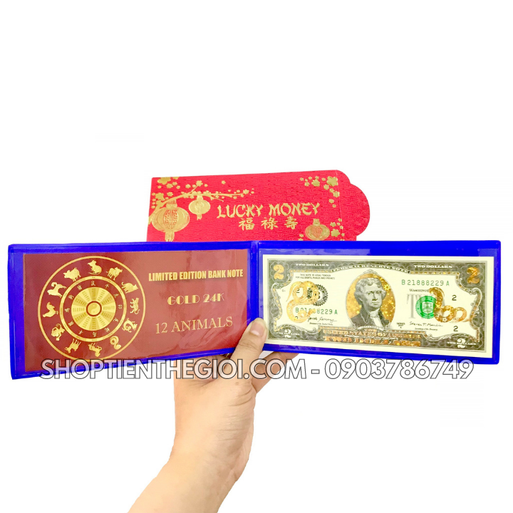 Tiền 2 USD in hình Con Rắn 3D nhũ vàng - SP005556